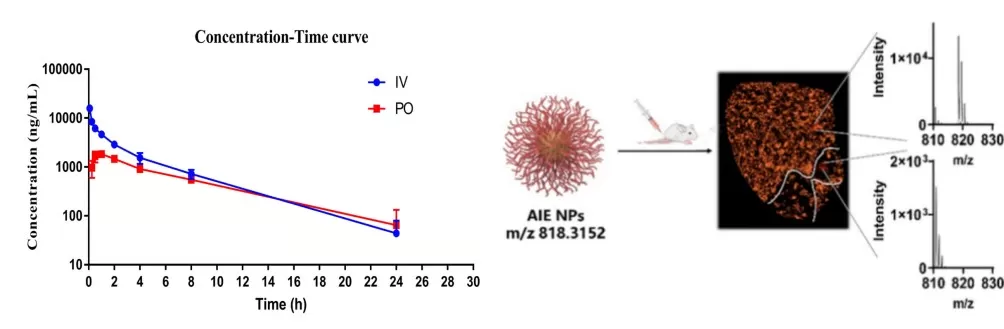 Figure 1 | Traditional Detection (Left) Shows Blood Drug Concentration Changes, While Spatial Metabolomics (Right) Maps Drug Accumulation in Tumor Regions